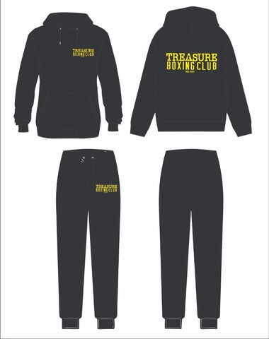 Treasure Boxing Club Polyester Fleece Tracksuit Black with Gold Logo