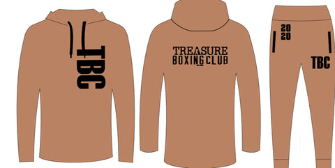 Treasure Boxing Club Light Brown Cotton fleece Tracksuit with embroidered logo